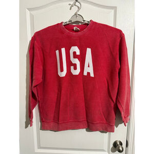 Women's Ivy + Cloth Red USA Corduroy Sweatshirt L